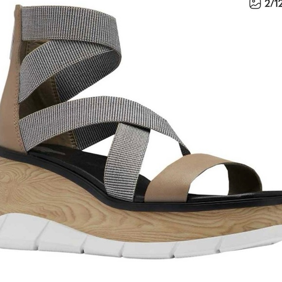 Sorel Shoes - Sorel Tan and Gray Joanie III Sport Strap Wedge Sandal